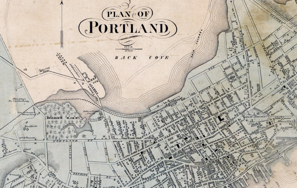 1857 Map of Cumberland County Maine & Portland