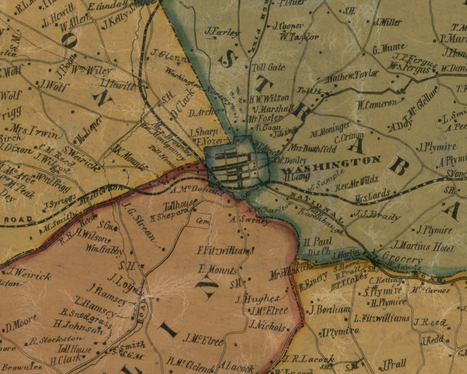 1856 Map of Washington County PA from actual surveys