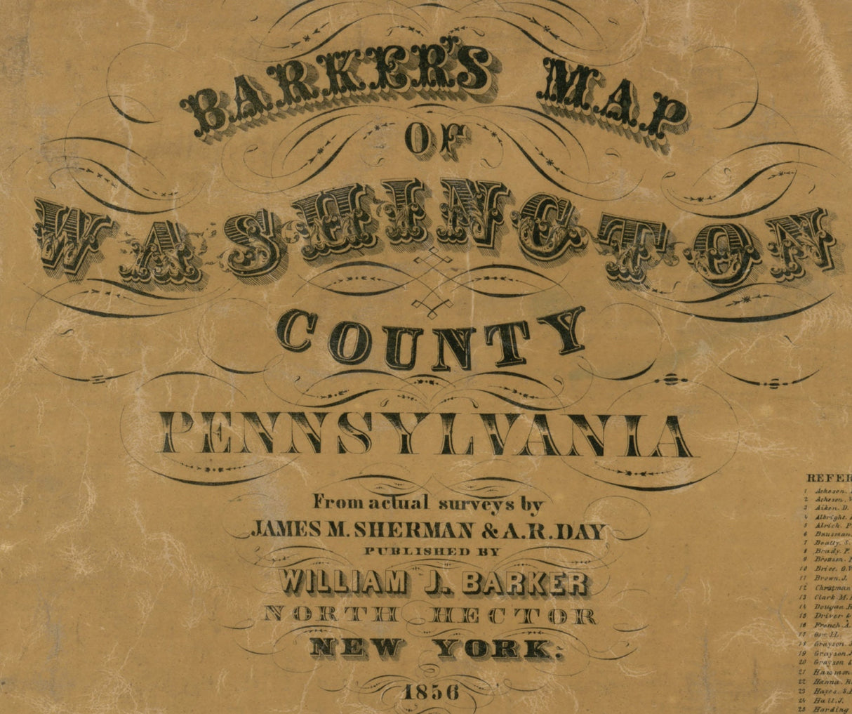 1856 Map of Washington County PA from actual surveys