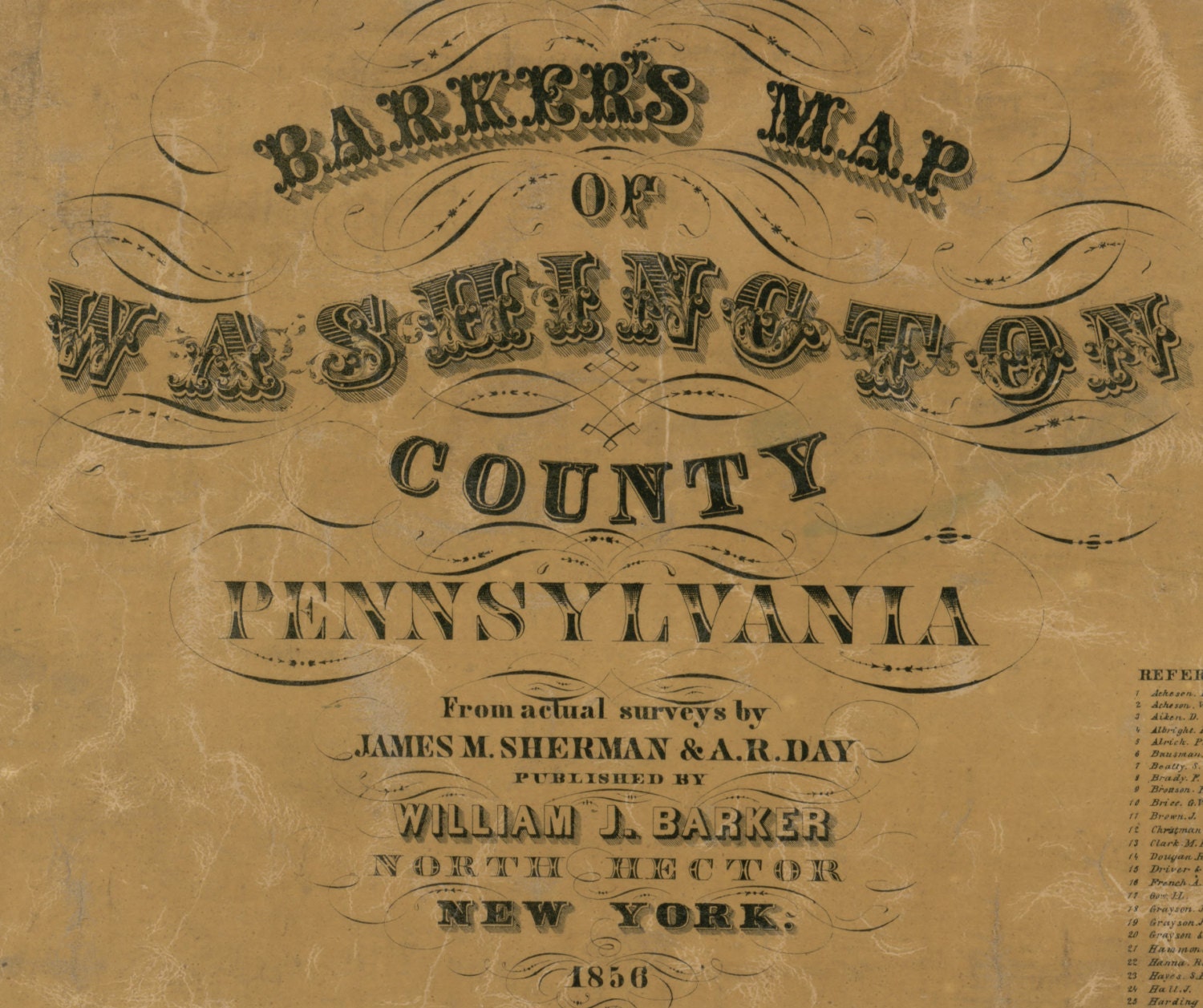 1856 Map of Washington County PA from actual surveys