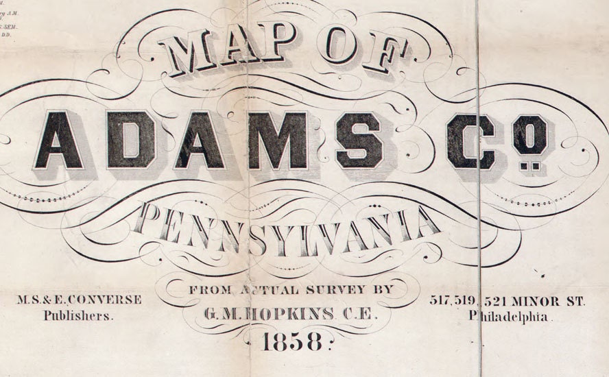 1858 Map of Adams County Pennsylvania Farm Names Genealogy