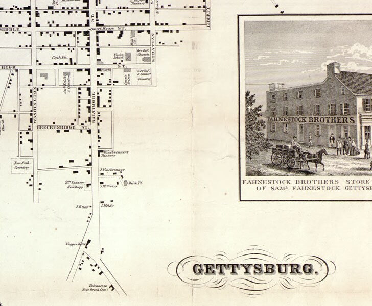 1858 Map of Adams County Pennsylvania Farm Names Genealogy