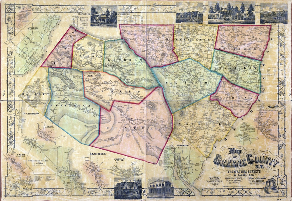 1856 Map of Greene County New York from actual surveys