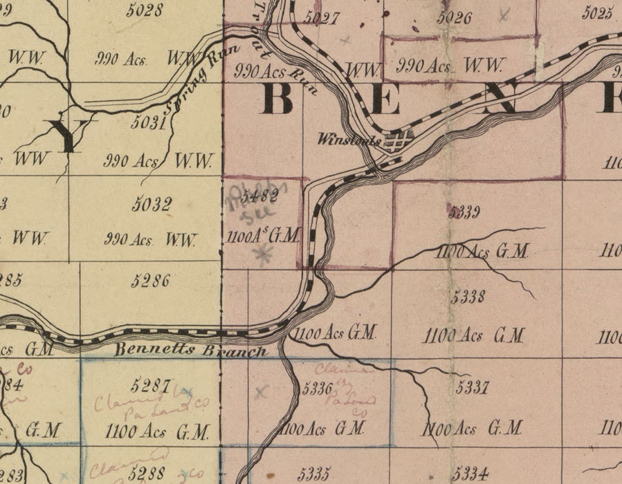1855 Farm Line Map of Elk County PA Ridgeway Genealogy
