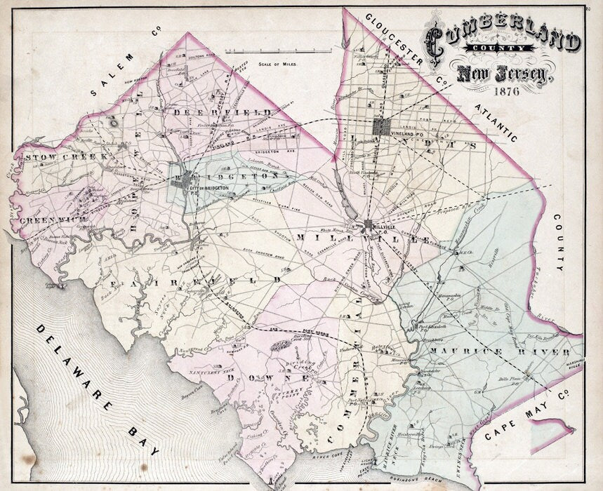 1876 Map of Cumberland County New Jersey