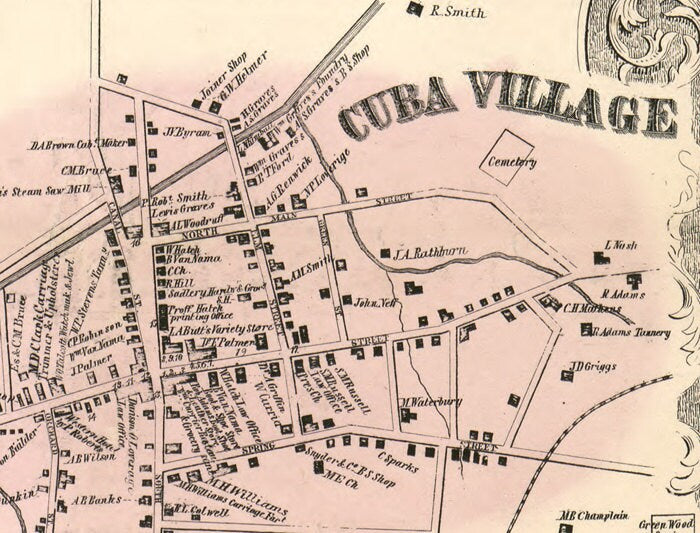1856 Map of Allegany County NY Belfast Wellsville