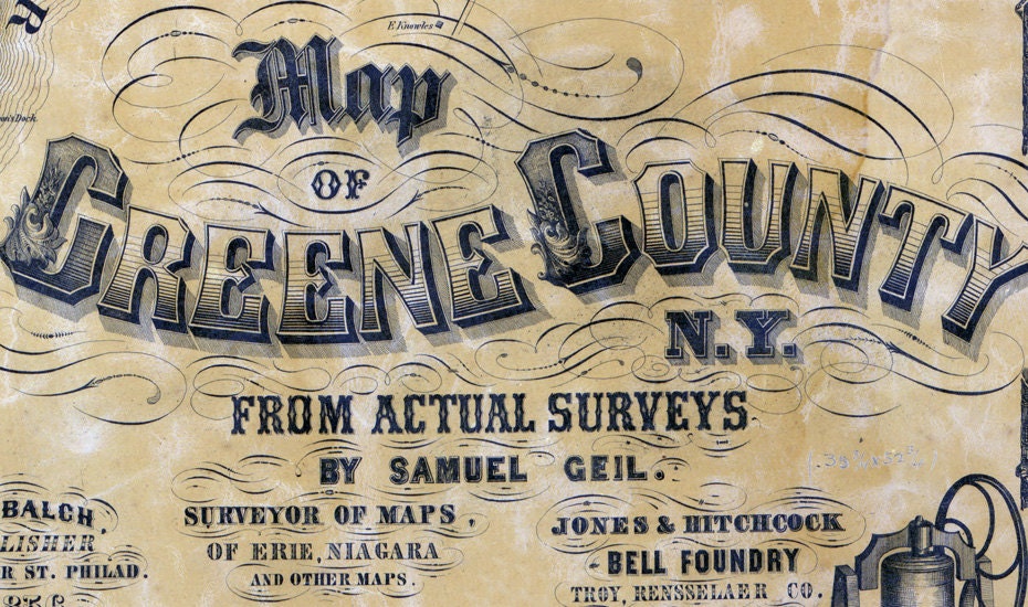 1856 Map of Greene County New York from actual surveys