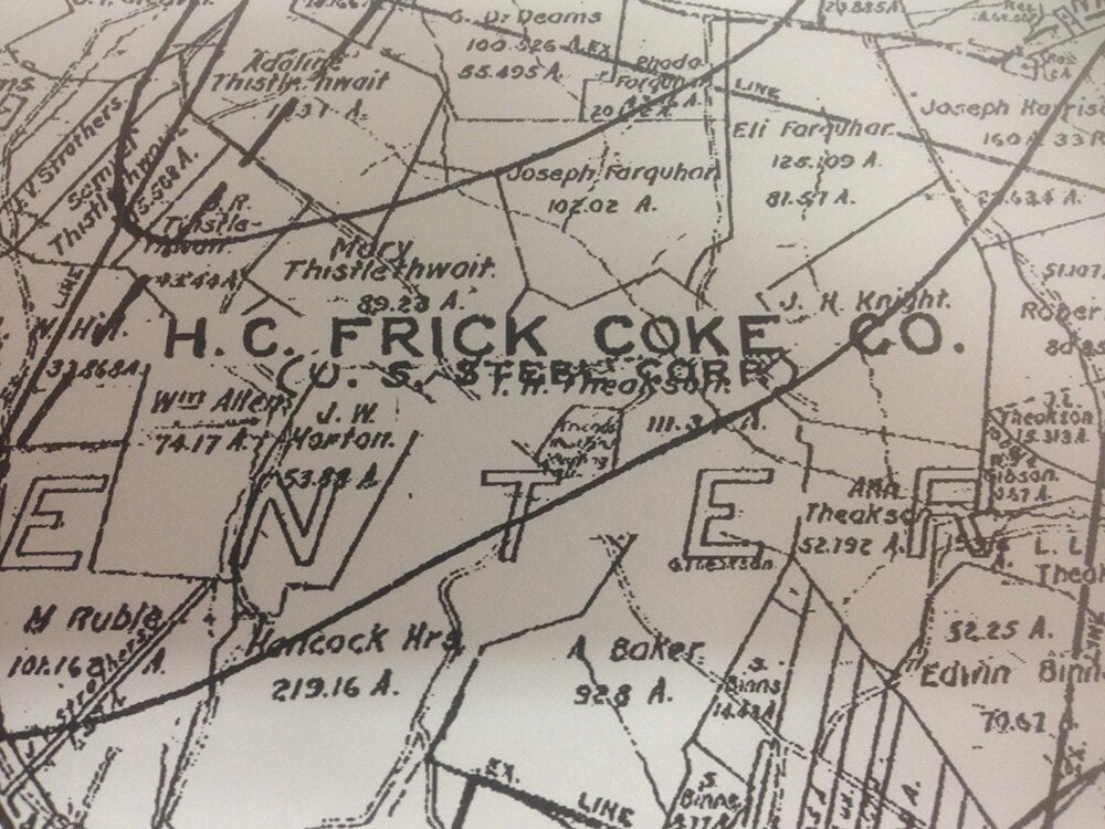 Map of Monongahela River Coal Mines Fayette Washington & Westmoreland County Pa