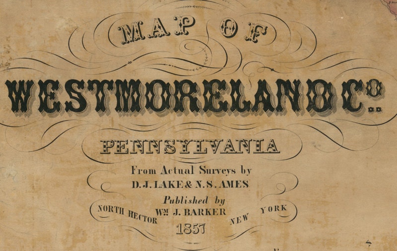 1857 Map of Westmoreland County Pa Greensburg