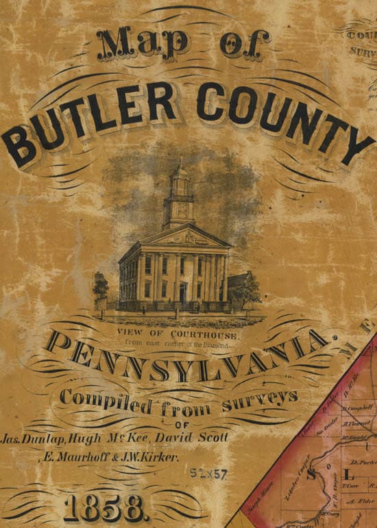 1858 Farm Line Map of Butler County Pa