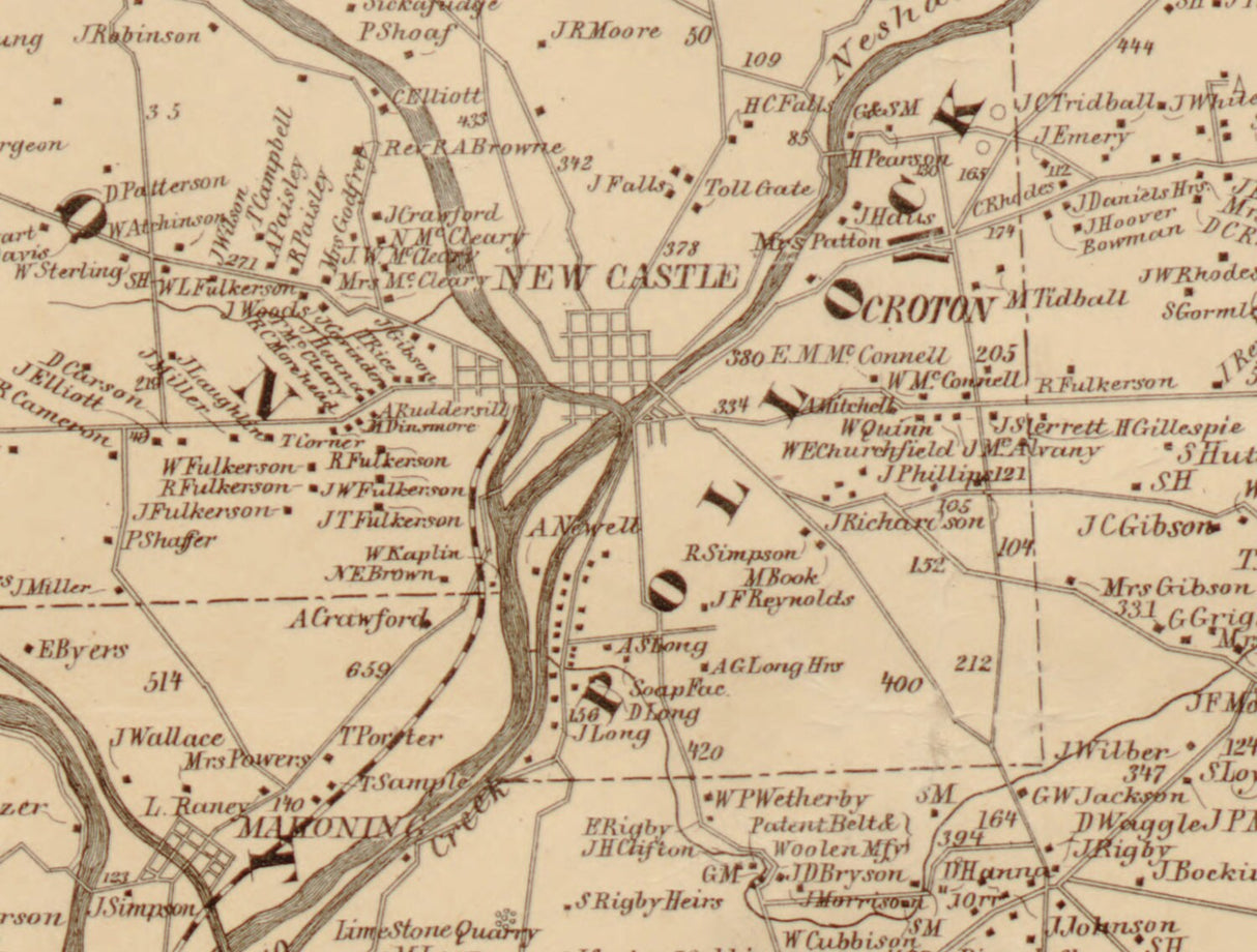 1860 Map of Lawrence and Beaver County Pa Brighton Staylesville Genealogy