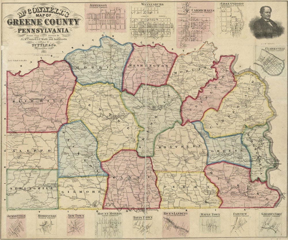 1865 McConnells Map of Greene County PA