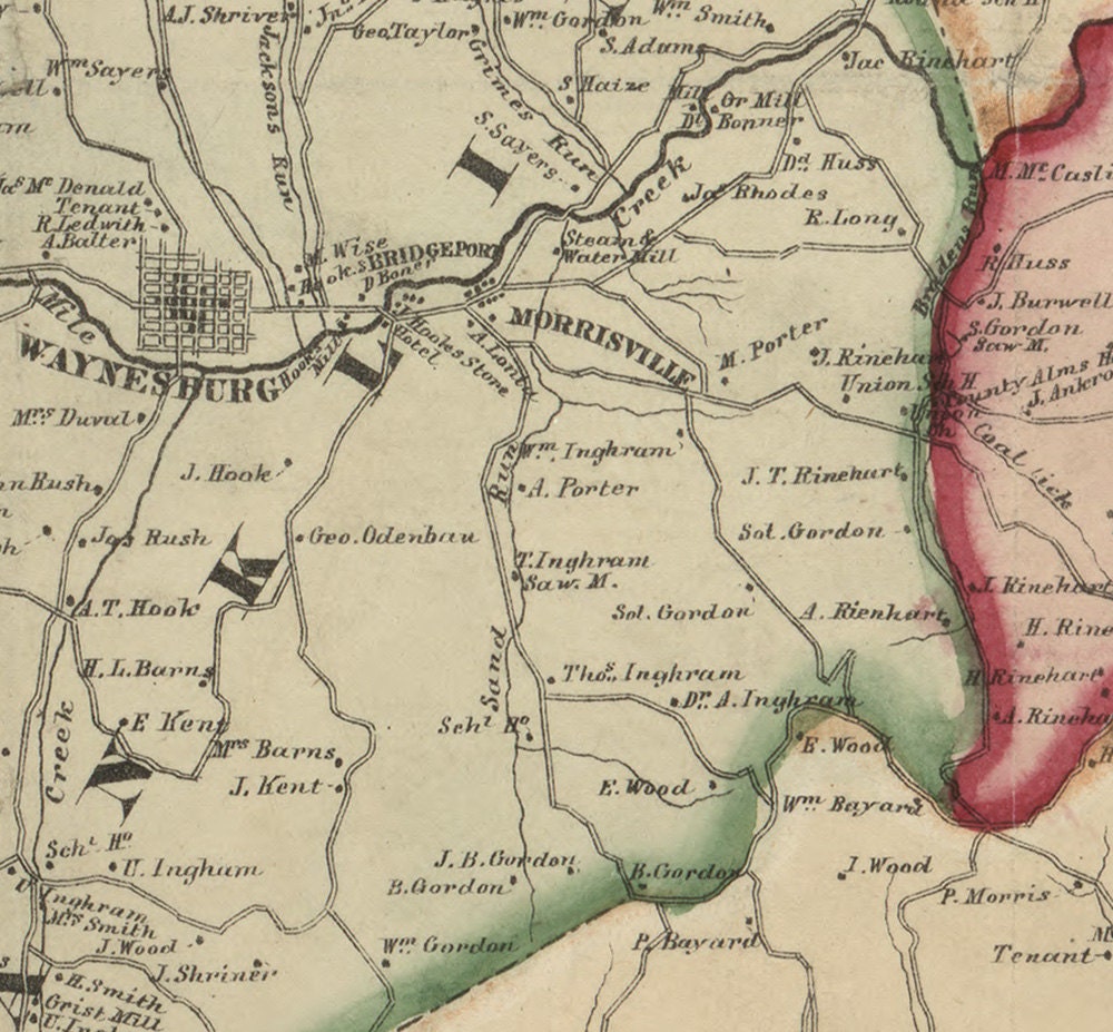 1865 McConnells Map of Greene County PA