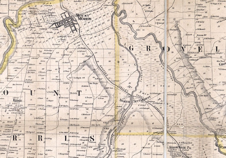 1858 Farm Line Map of Livingston County New York from actual surveys