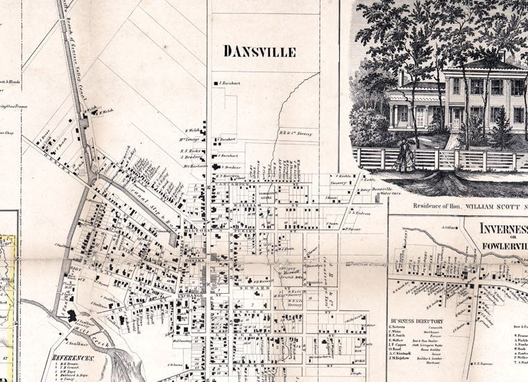1858 Farm Line Map of Livingston County New York from actual surveys