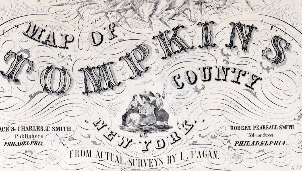 1853 Map of Tompkins County New York from actual surveys
