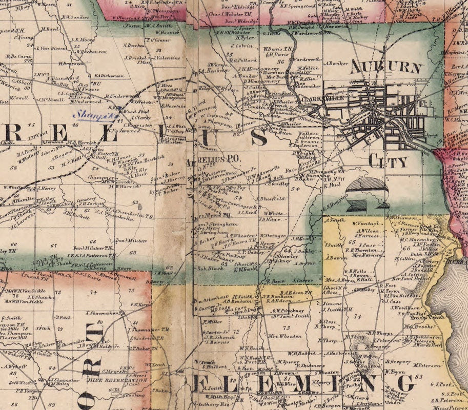 1859 Map of Cayuga & Seneca County New York