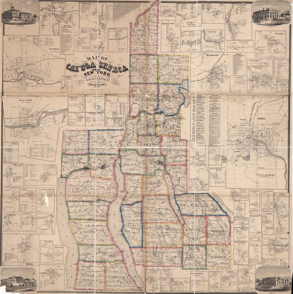 1859 Map of Cayuga & Seneca County New York