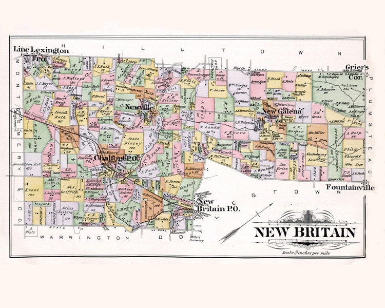 1891 Map of New Britain and Chalfont Pennsylvania