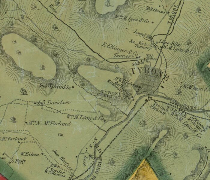 1859 Map of Blair County PA from special surveys Altoona Hollidaysburg Gaysport