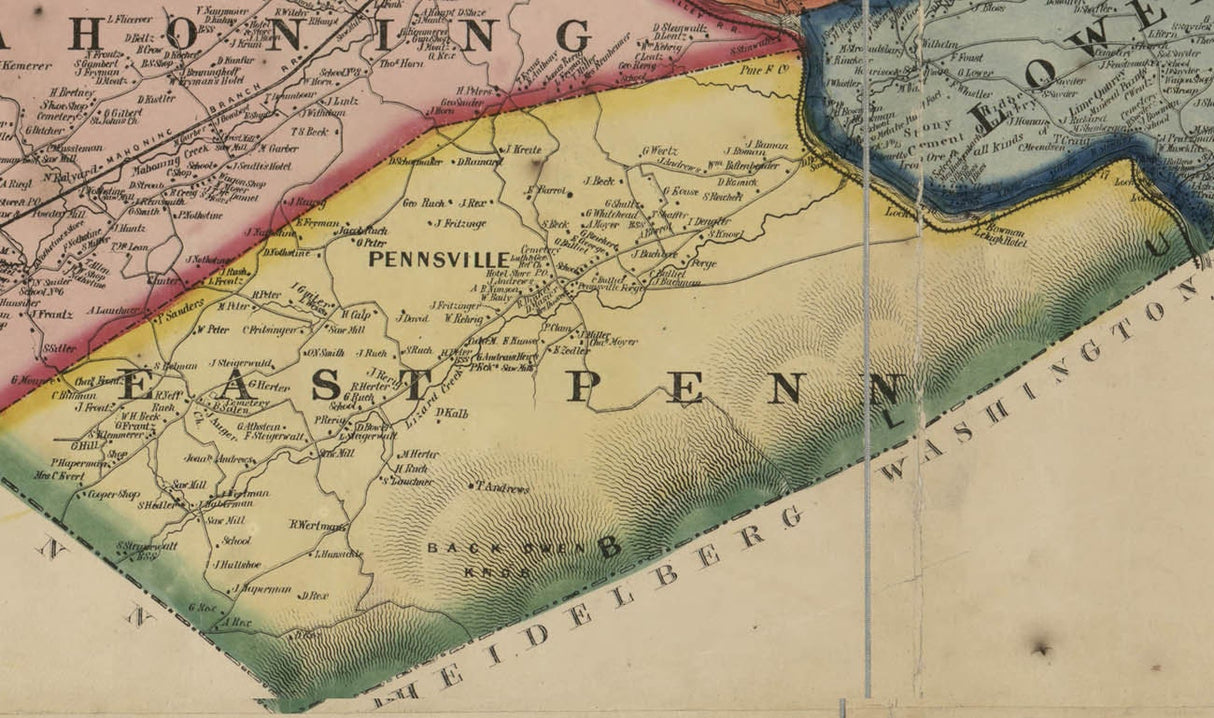 1860 Map of Monroe & Carbon County PA