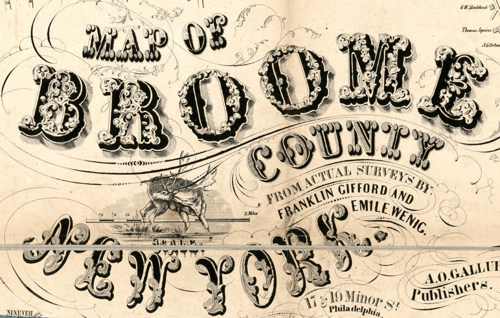 1855 Map of Broome County NY Binghamton