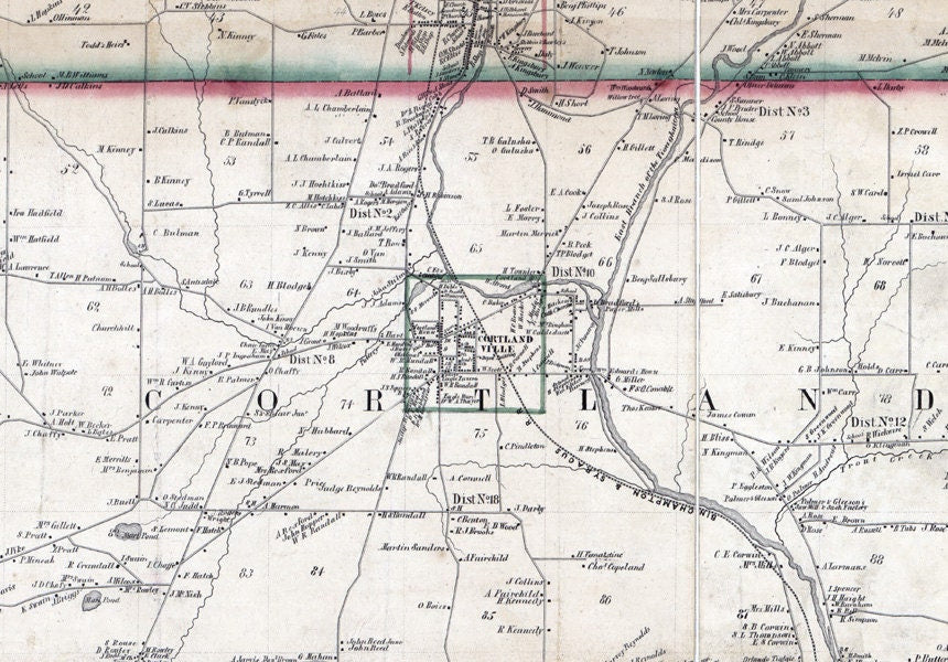 1855 Map of Cortland County New York from actual surveys