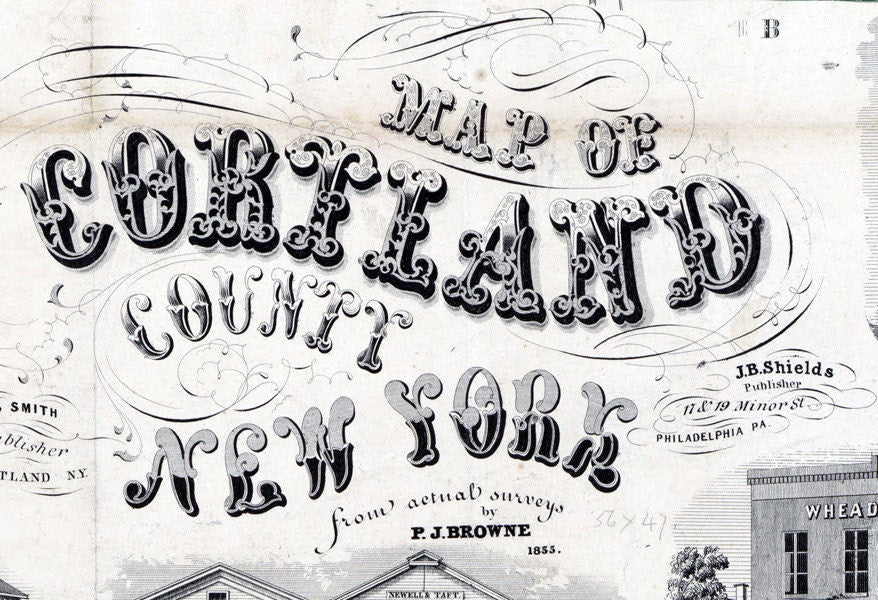 1855 Map of Cortland County New York from actual surveys