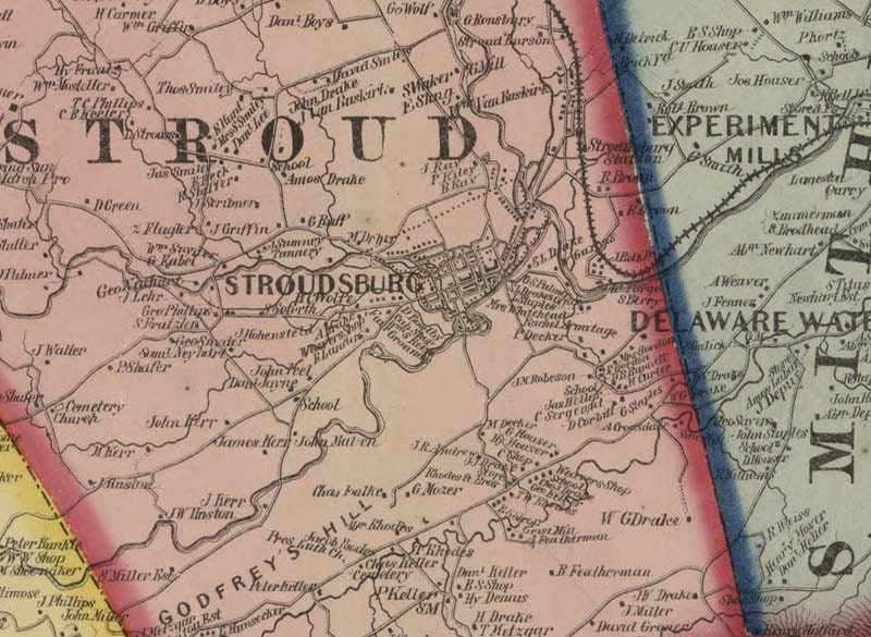 1860 Map of Monroe & Carbon County PA