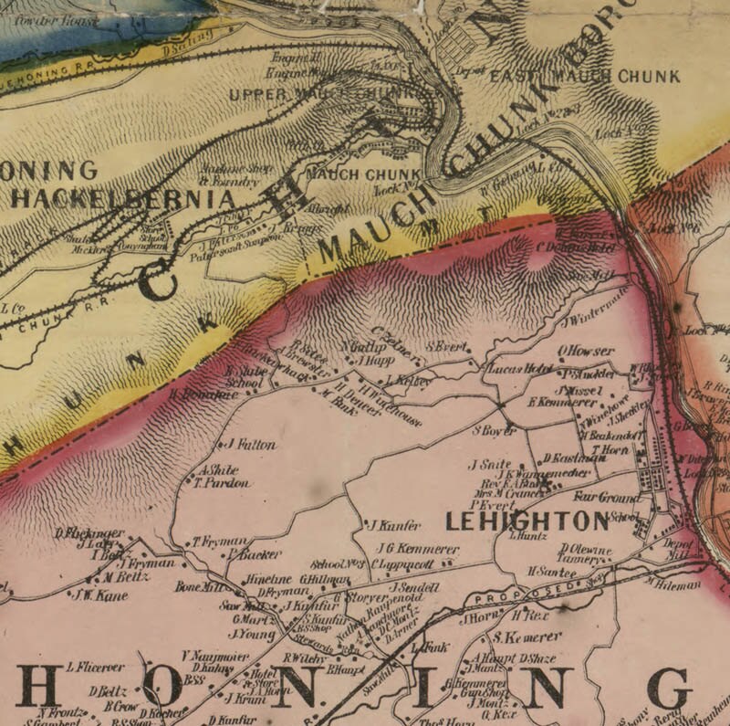 1860 Map of Monroe & Carbon County PA