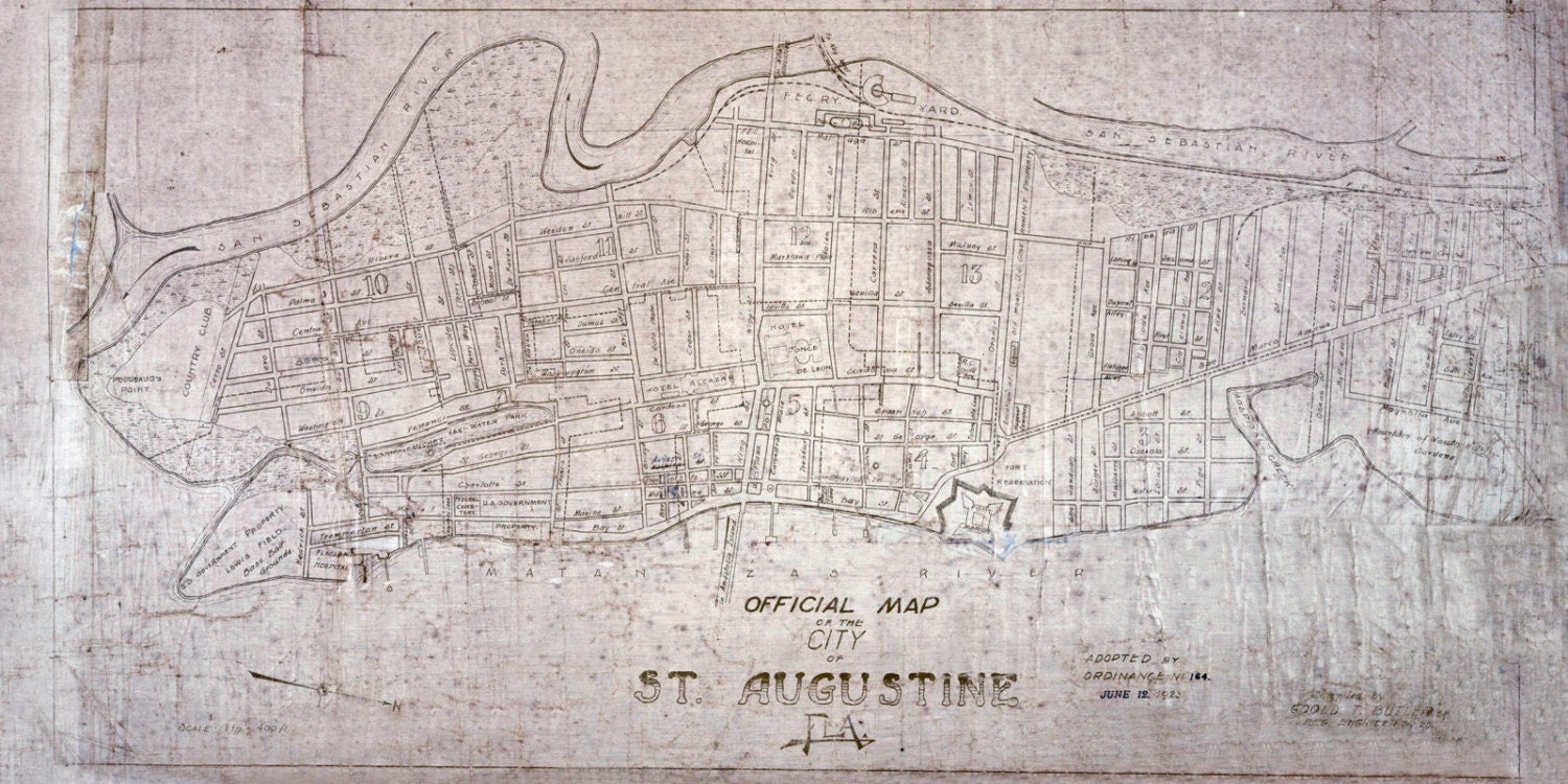 1923 Map of Saint Augustine Saint Johns County Florida