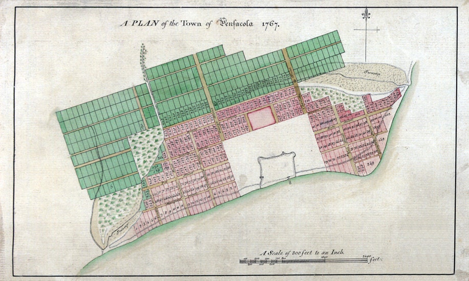 1767 Map of Pensacola Escambia County Florida