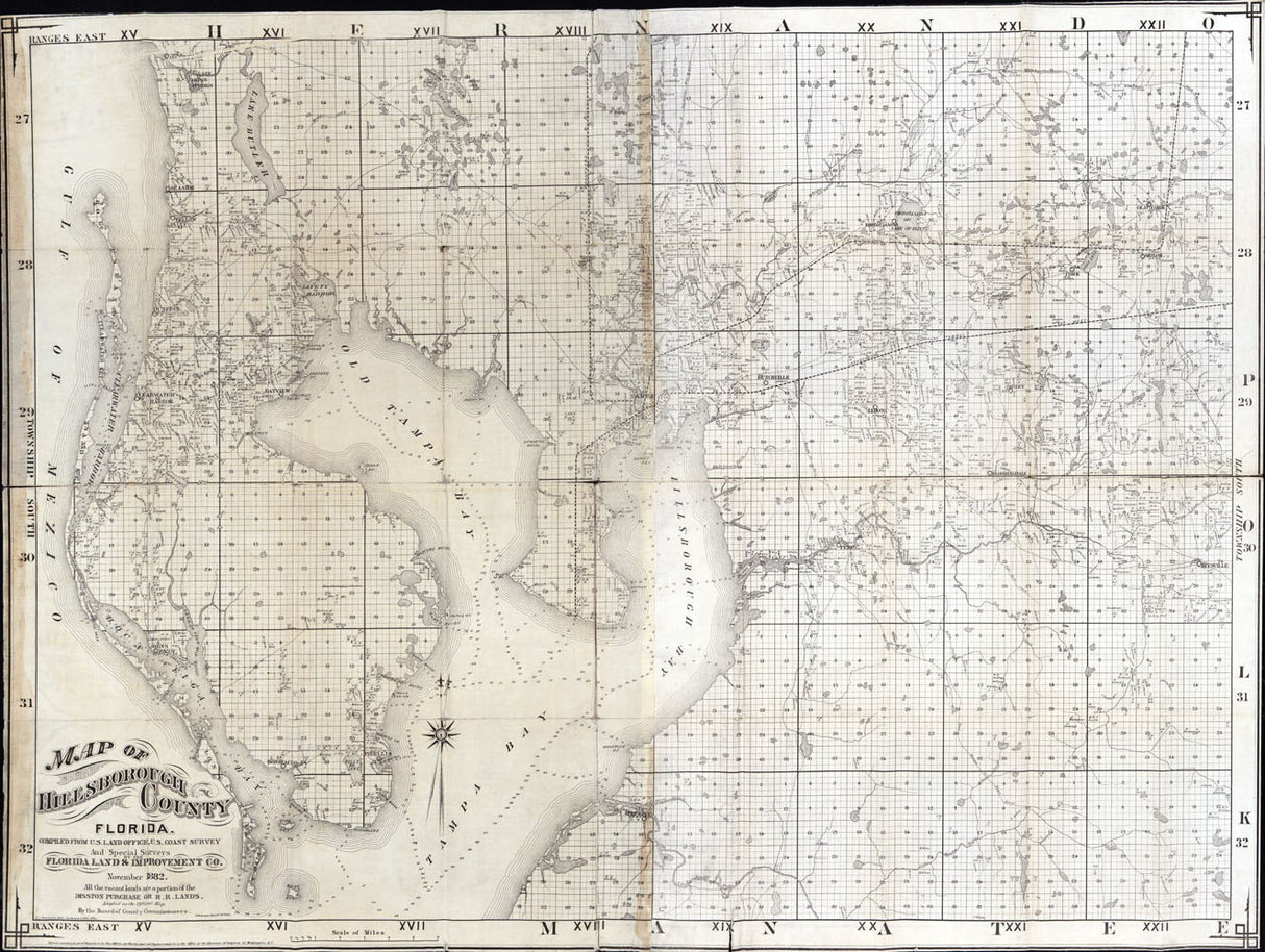 1882 Map of Hillsborough County Florida