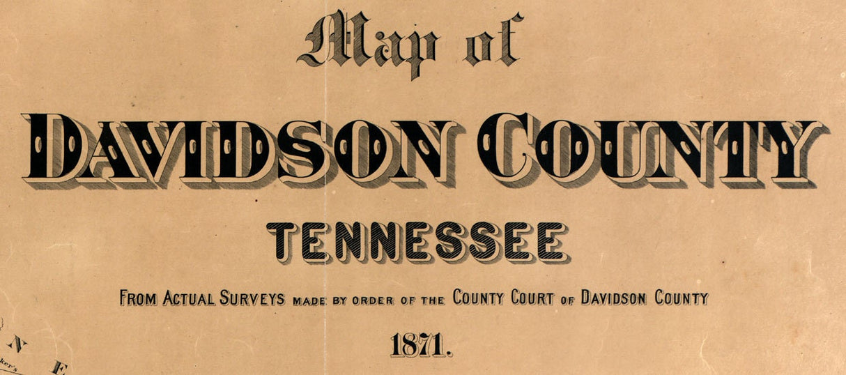 1871 Map of Davidson County Tennessee Nashville