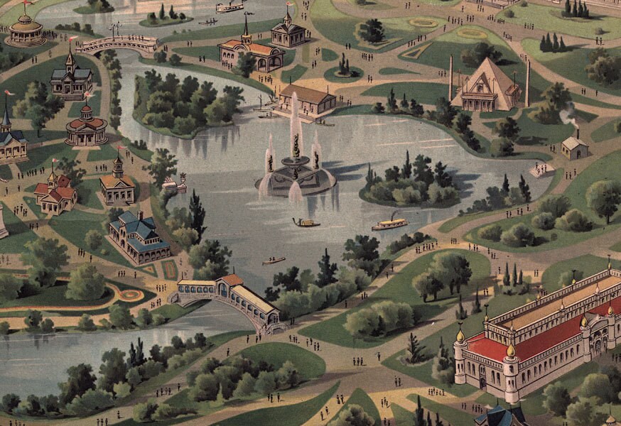 1896 Aerial Map Photo of Nashville Tennessee