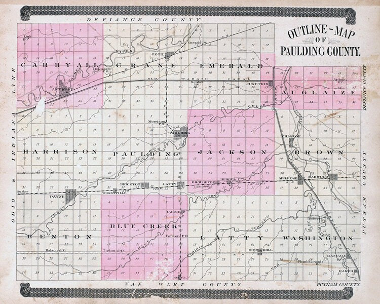 1892 Map of Paulding County Ohio