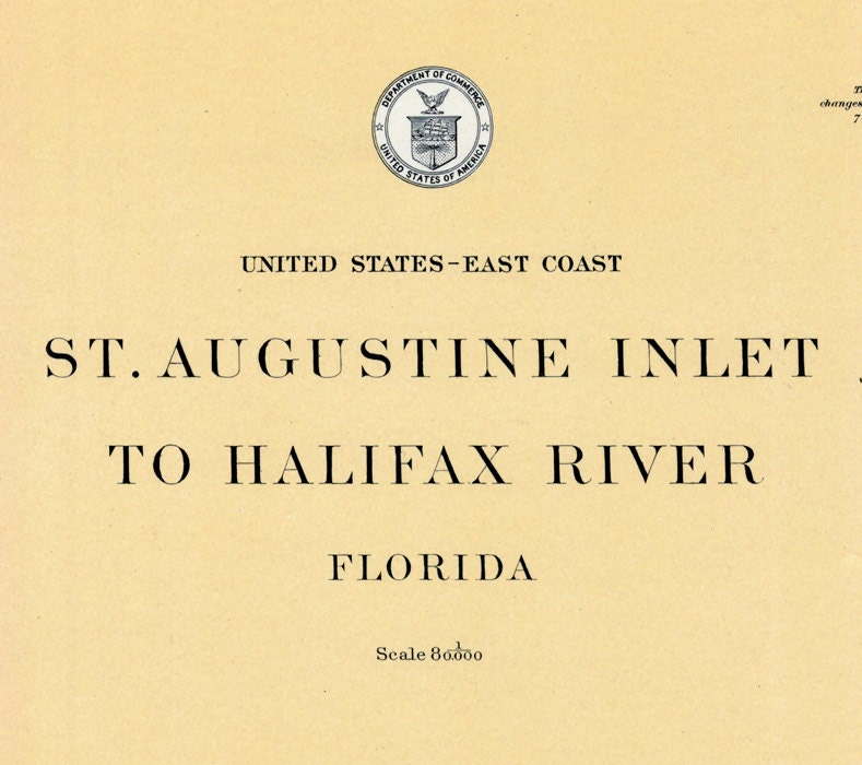 1924 Nautical Map of Saint Augustine Inlet Florida to Halifax