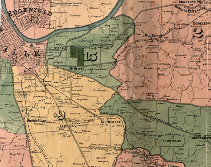 1871 Map of Davidson County Tennessee Nashville