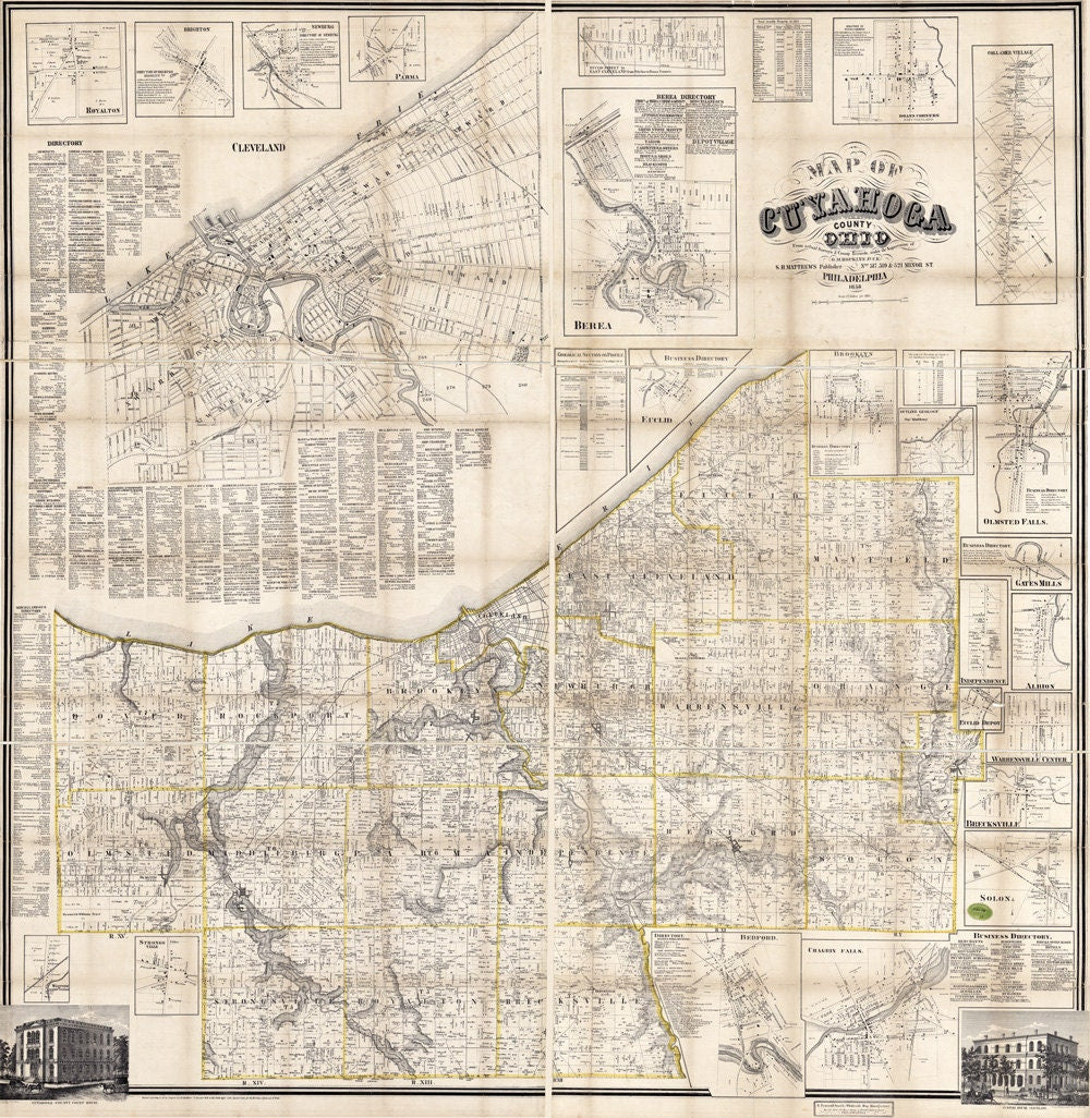 1858 Map of Cuyahoga County Ohio