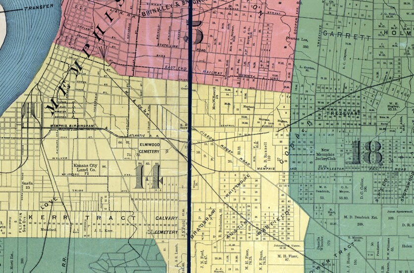 1888 Farm Line Map of Shelby County Tennessee Memphis