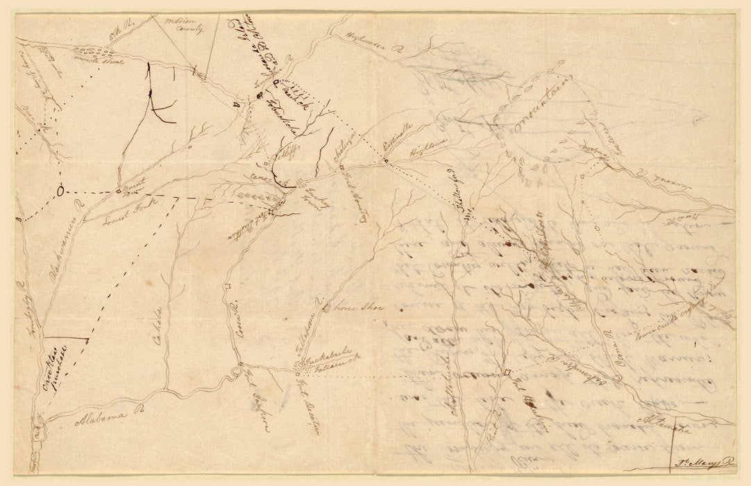 1816 Creek Indians Map of Alabama & Georgia