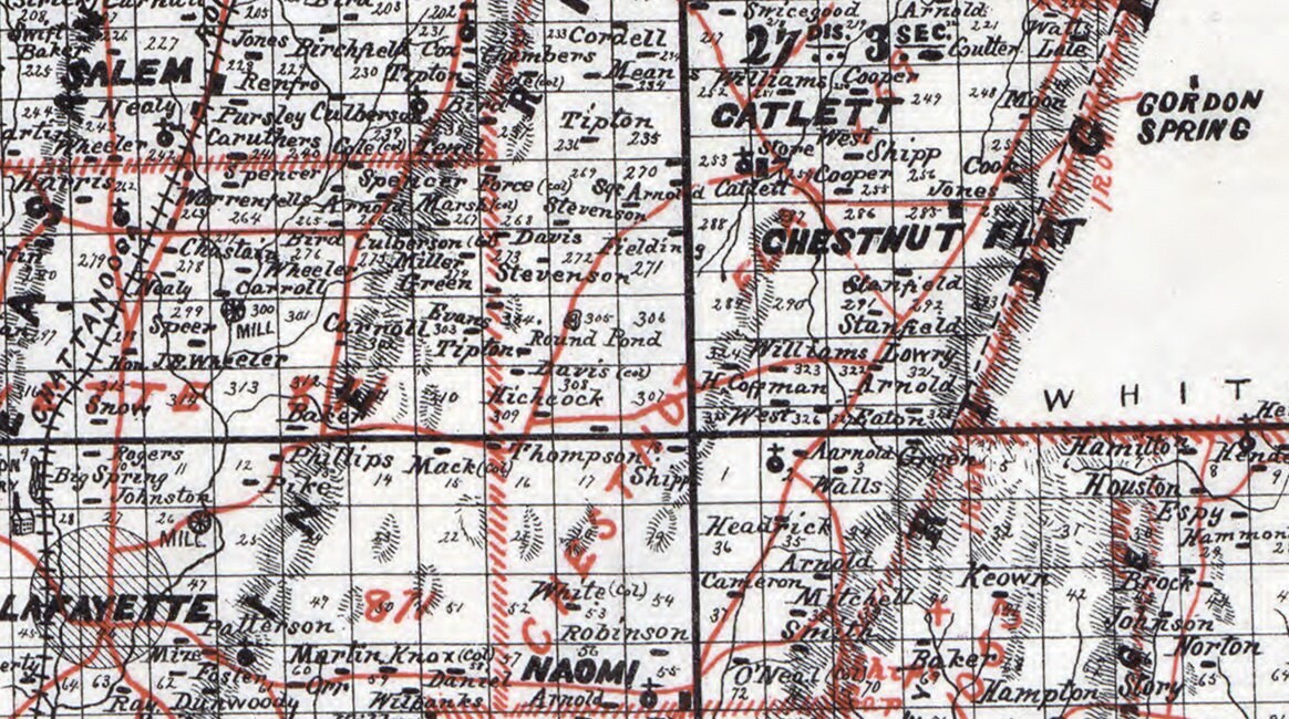 1893 Map of Walker County Georgia landowner reprint
