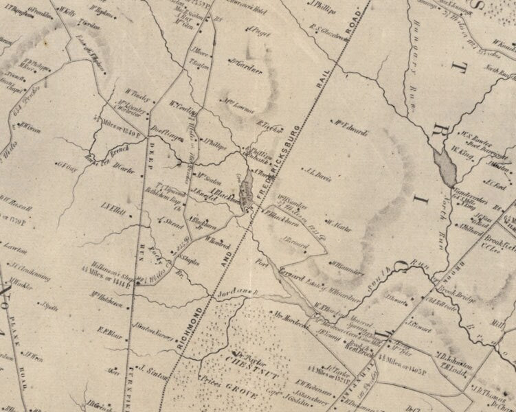 1853 Map of Henrico County Virginia Family Names