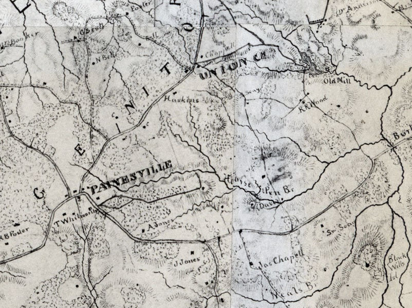 1860 Map of Amelia County Virginia Family Names Genealogy