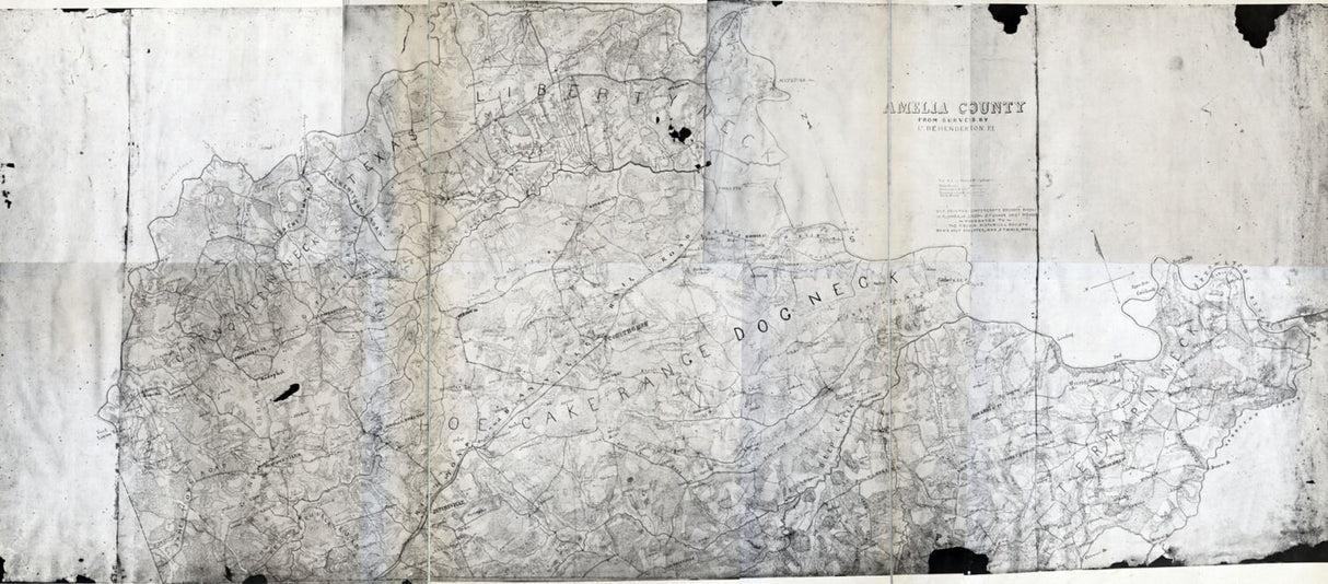 1860 Map of Amelia County Virginia Family Names Genealogy