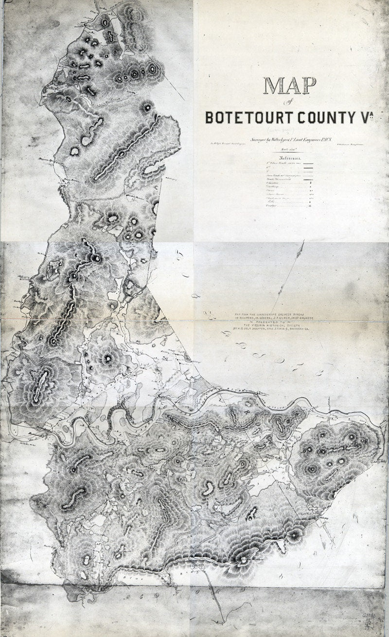 1860 Map of Botetourt County Virginia Family Names Genealogy