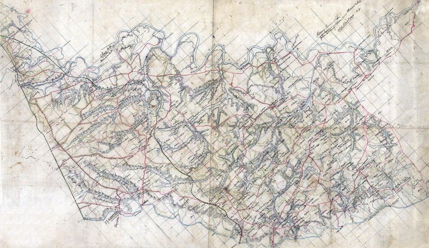 1860 Map of Hanover County Virginia Family Names Genealogy