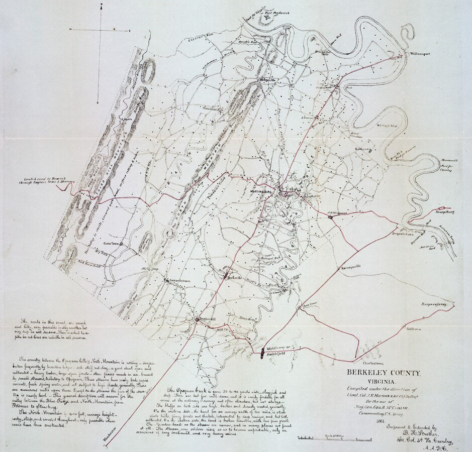 1861 Map of Berkeley County Virginia Historical Places