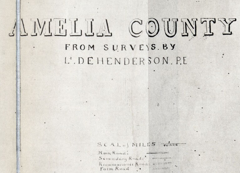 1860 Map of Amelia County Virginia Family Names Genealogy