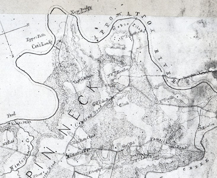 1860 Map of Amelia County Virginia Family Names Genealogy